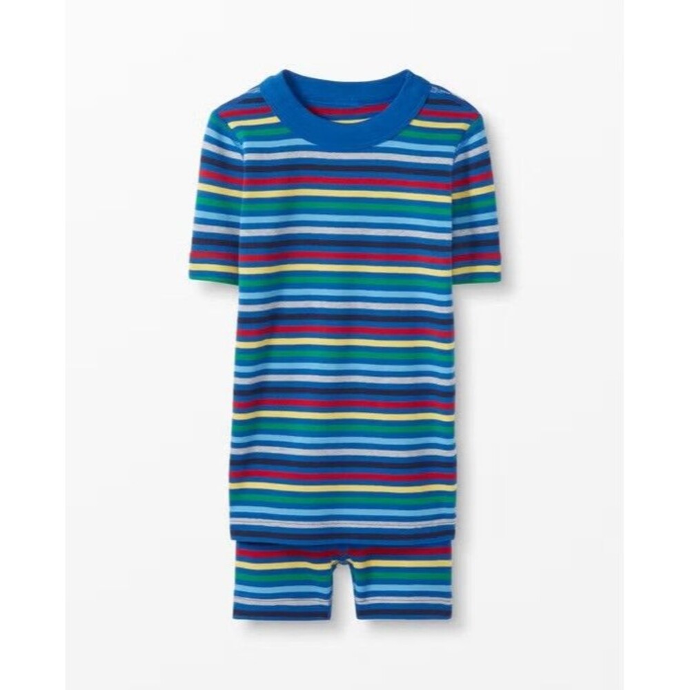 Hanna Andersson Striped Short John Pajamas Size 12 Kidcore Bright Rainbow